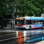 metrobus in rainy washington dc street scene